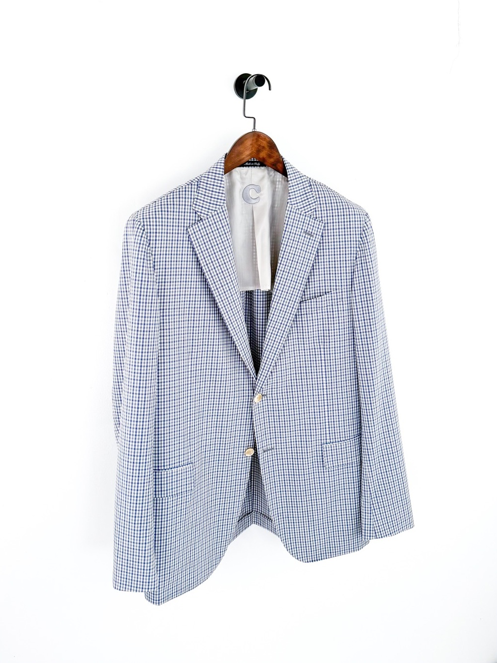 NEW Caruso Classic Men's Italian Wool Blue Check Blazer Sport Coat 46L - Picture 4 of 16